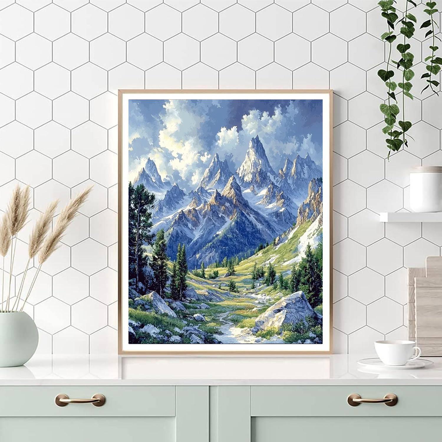 Georges Seurat Inspired Mountain's Echo  Number Painting