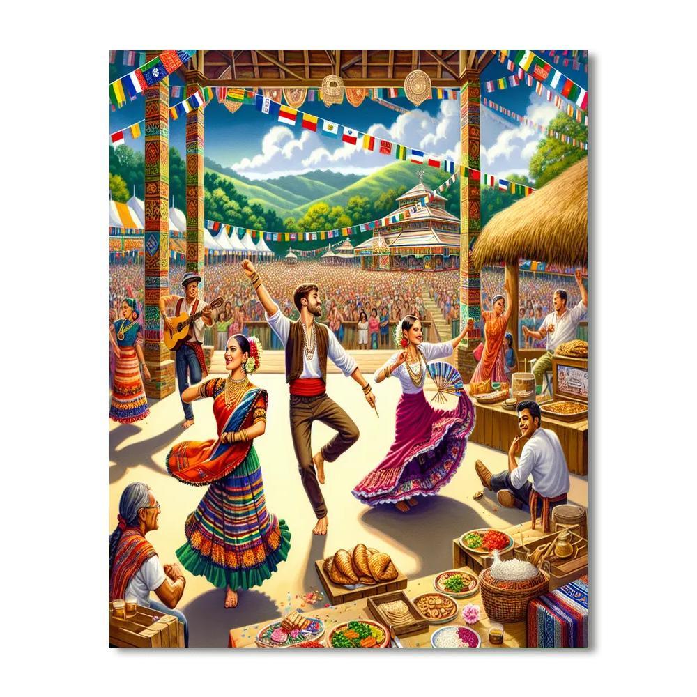 International Folklore Festival - Costa Rica Number Painting