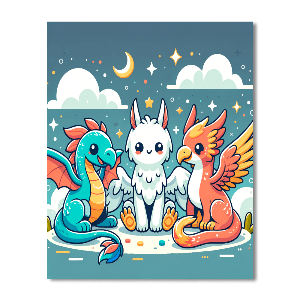 Cute Mythical Beasts Painting By Numbers Kit