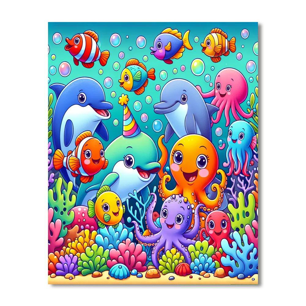 Funky Underwater Party Painting By Numbers Kit