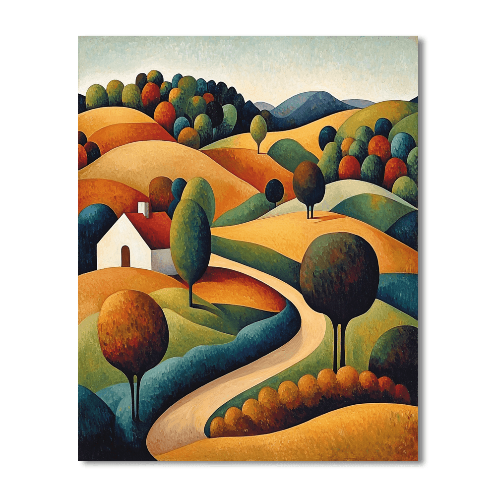 Juan Gris Inspired Cubist Rural Idyllic  Paint By Number