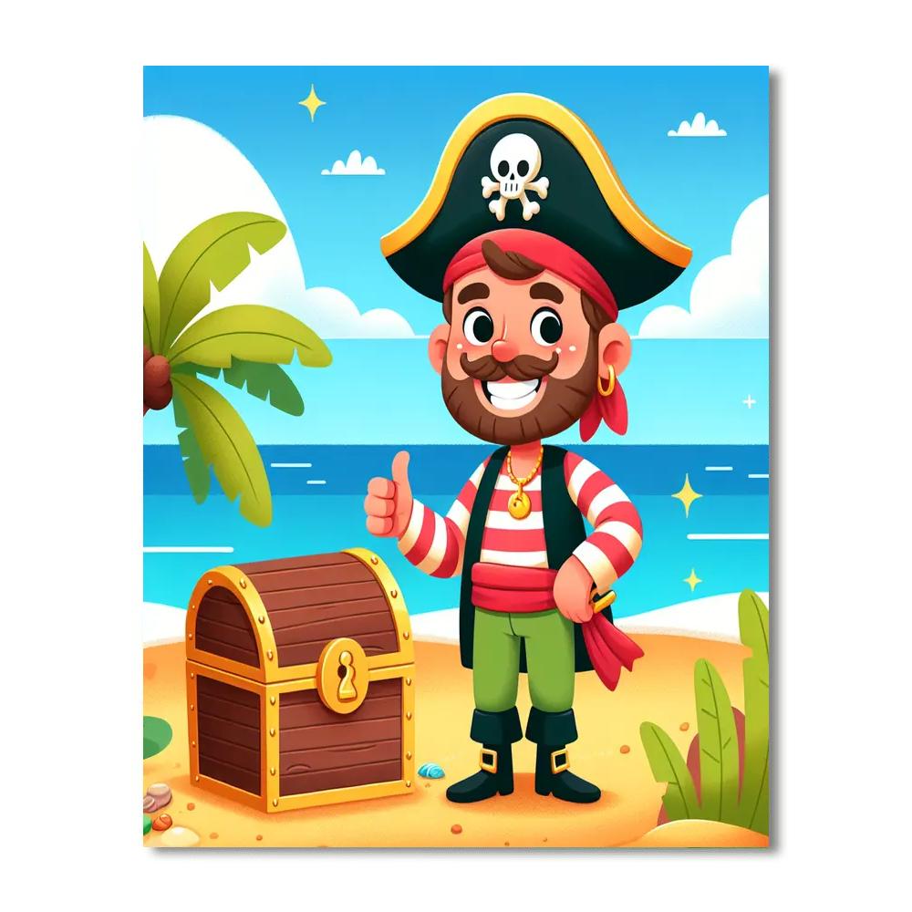 Happy Pirate's Treasure Paint By Numbers Art