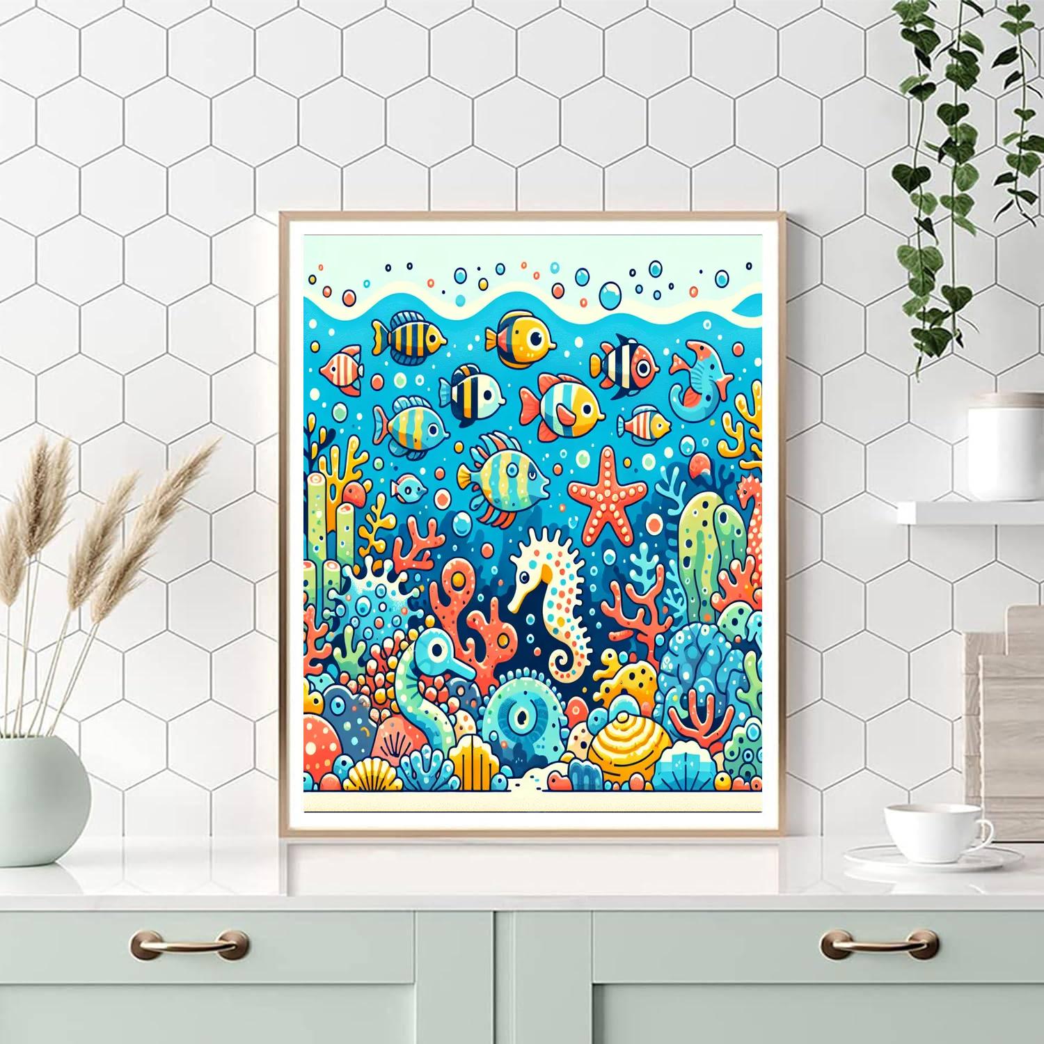 Underwater Coral Reef Discovery Painting Number Kit
