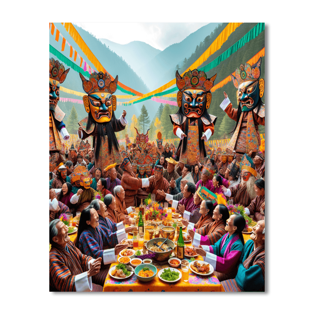 New Year Festival - Bhutan Painting By Numbers Kit