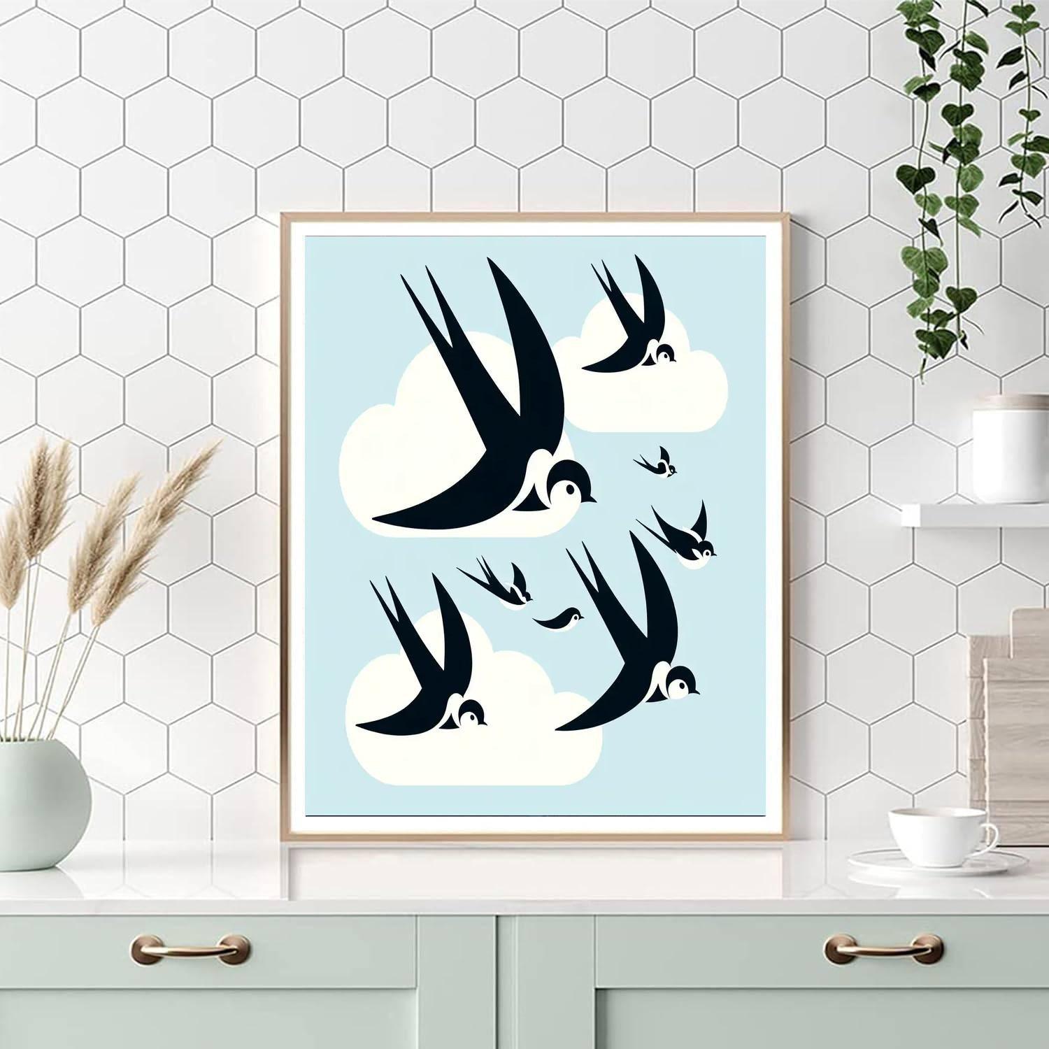 Sunny Swallow Soar Number Painting