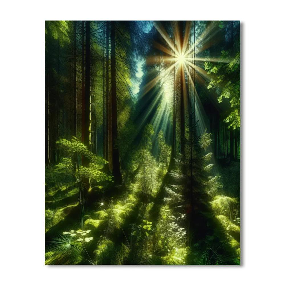 Sunlit Forest Glimpse Paint By Numbers Art