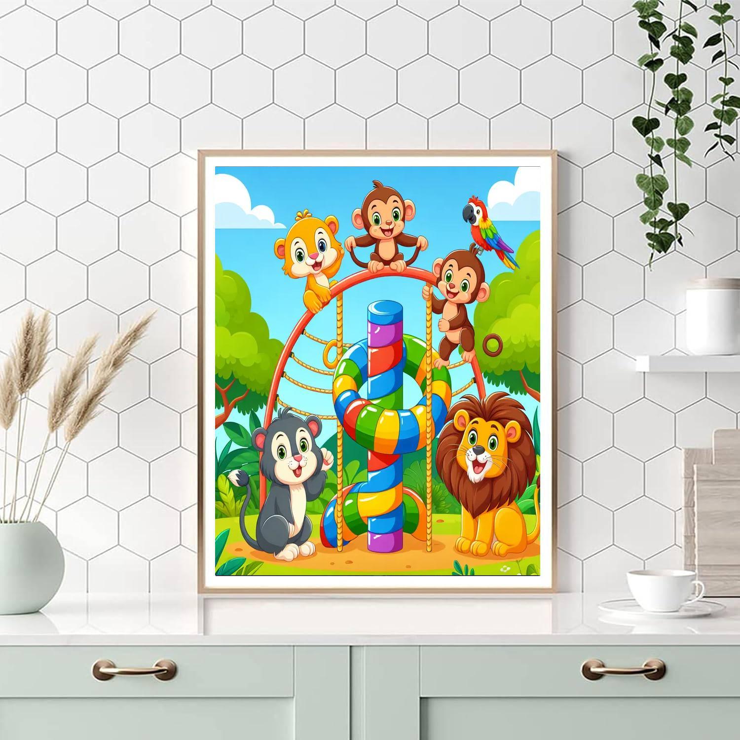 Colorful Jungle Gym Number Painting