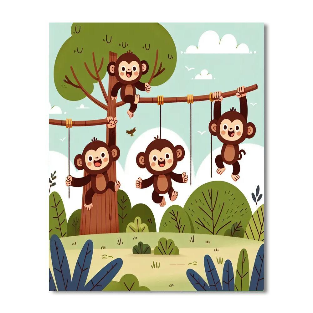 Charming Chimpanzee Cheer Number Painting