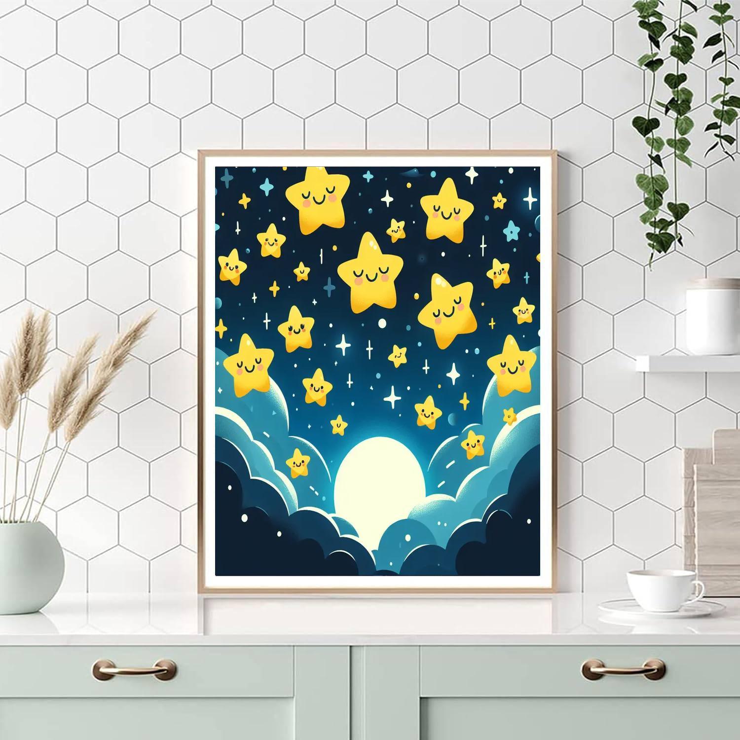 Cheerful Starry Night Numbered Painting Kits