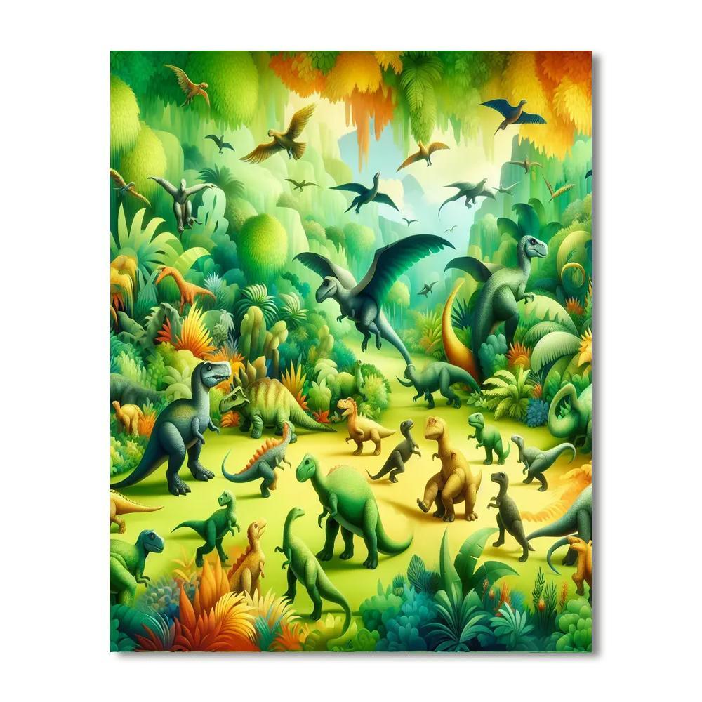 Playful Dino Expedition Painting Number Kit