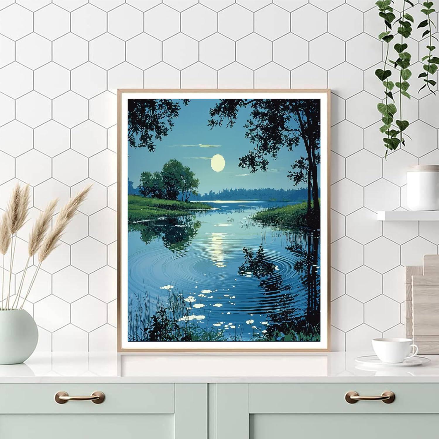 Nandalal Bose Inspired Reflections Of The Quiet Pond  Paint By Number