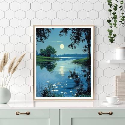 Nandalal Bose Inspired Reflections Of The Quiet Pond  Paint By Number