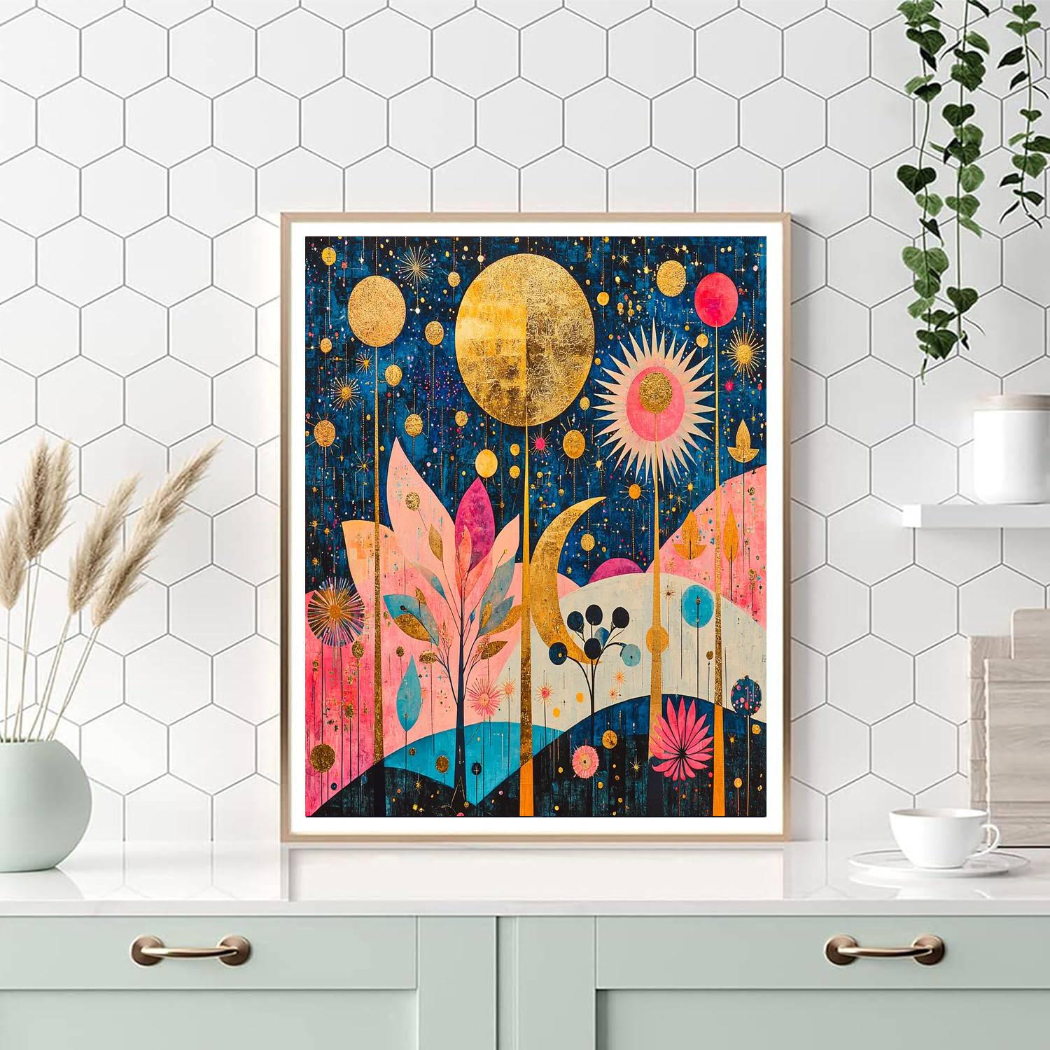 Gustav Klimt Inspired Whimsical Universe  Paint By Numbers Art