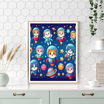 Adventurous Space Kittens Number Painting