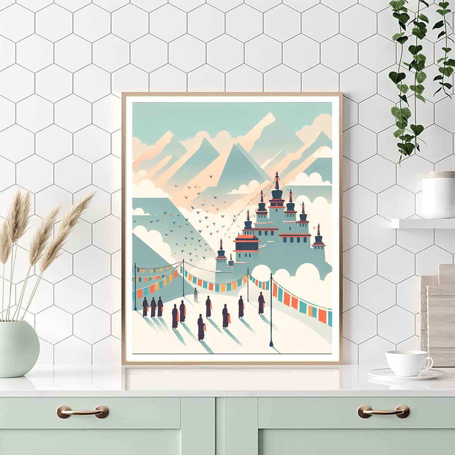 Mystic Mountain Monastery Number Painting