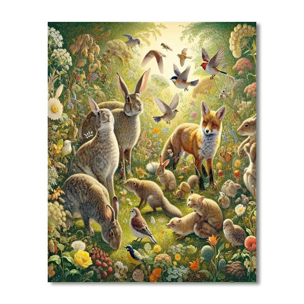 Vibrant Animal Friends Gathering Painting By Numbers Kit