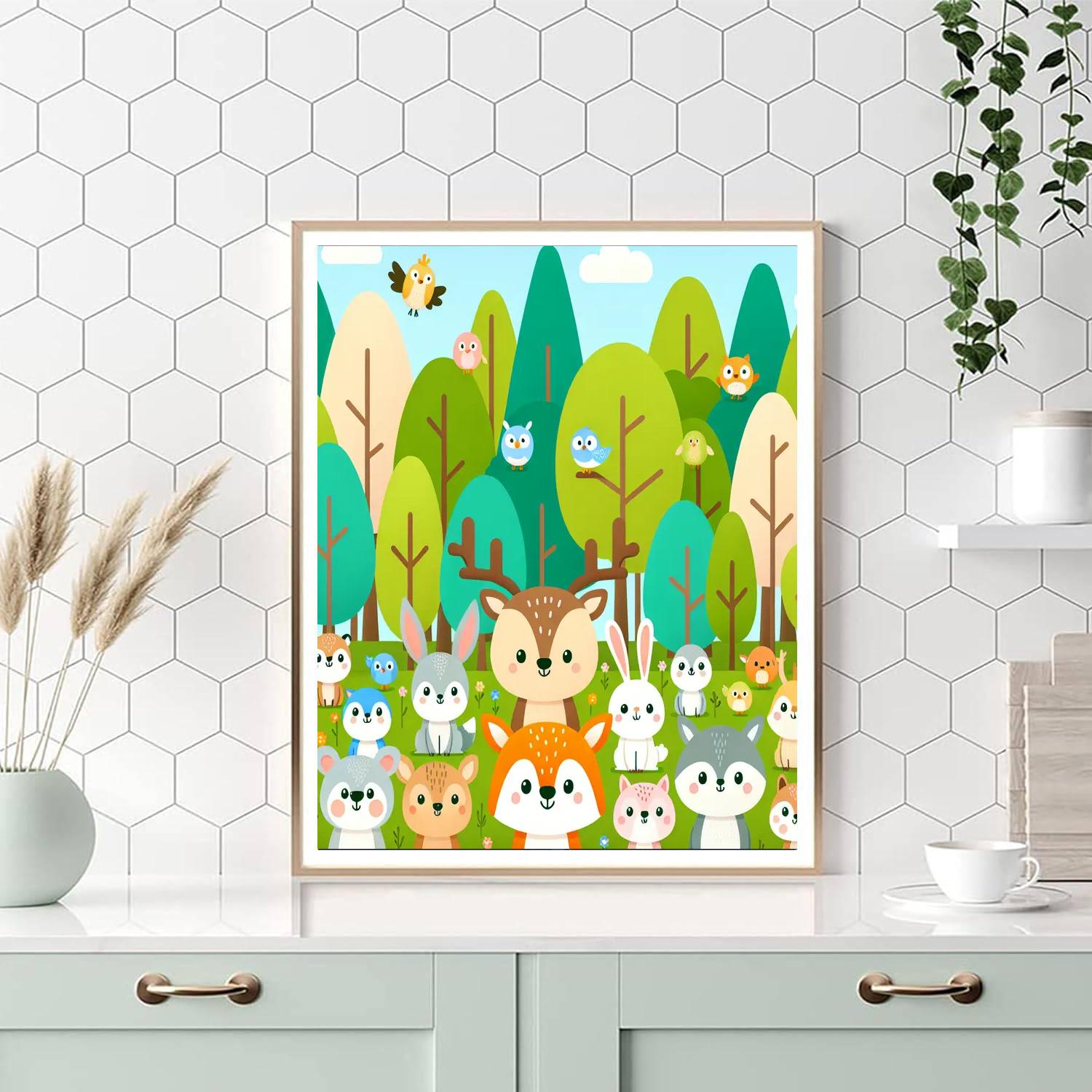 Friendly Woodland Friends Paint By Numbers Art