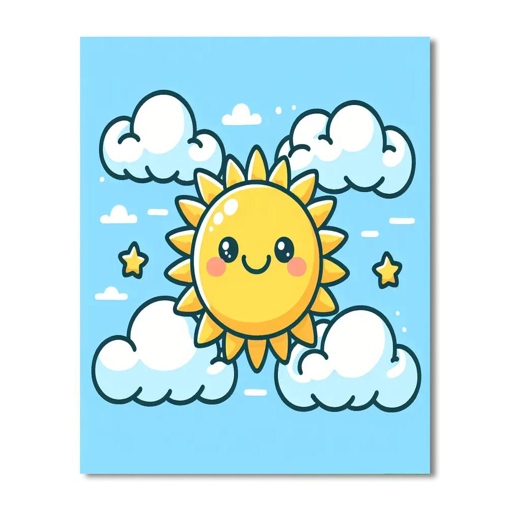 Bright Sunshine And Clouds DIY Paint By Numbers