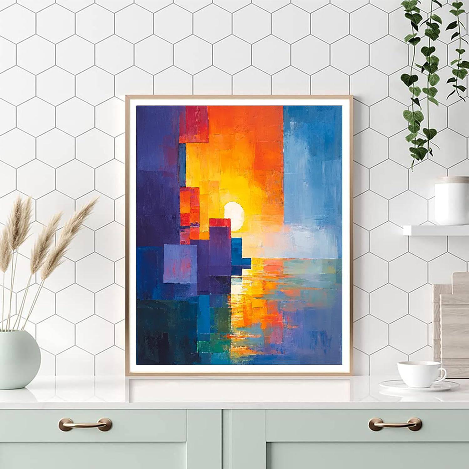 Paul Cézanne Inspired Geometric Sunset Reverie  Paint By Color