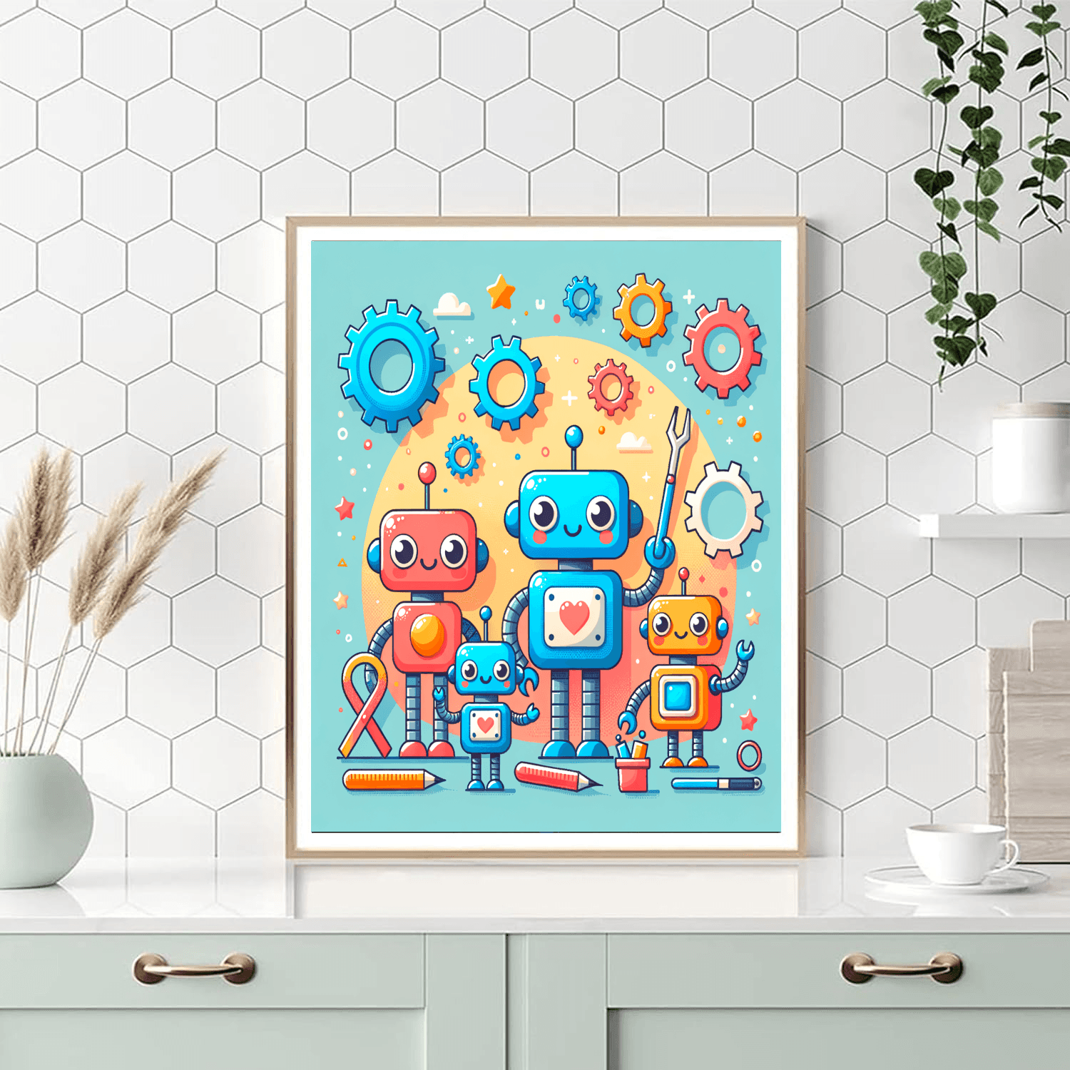 Delightful Robot Friends Painting By Numbers Kit