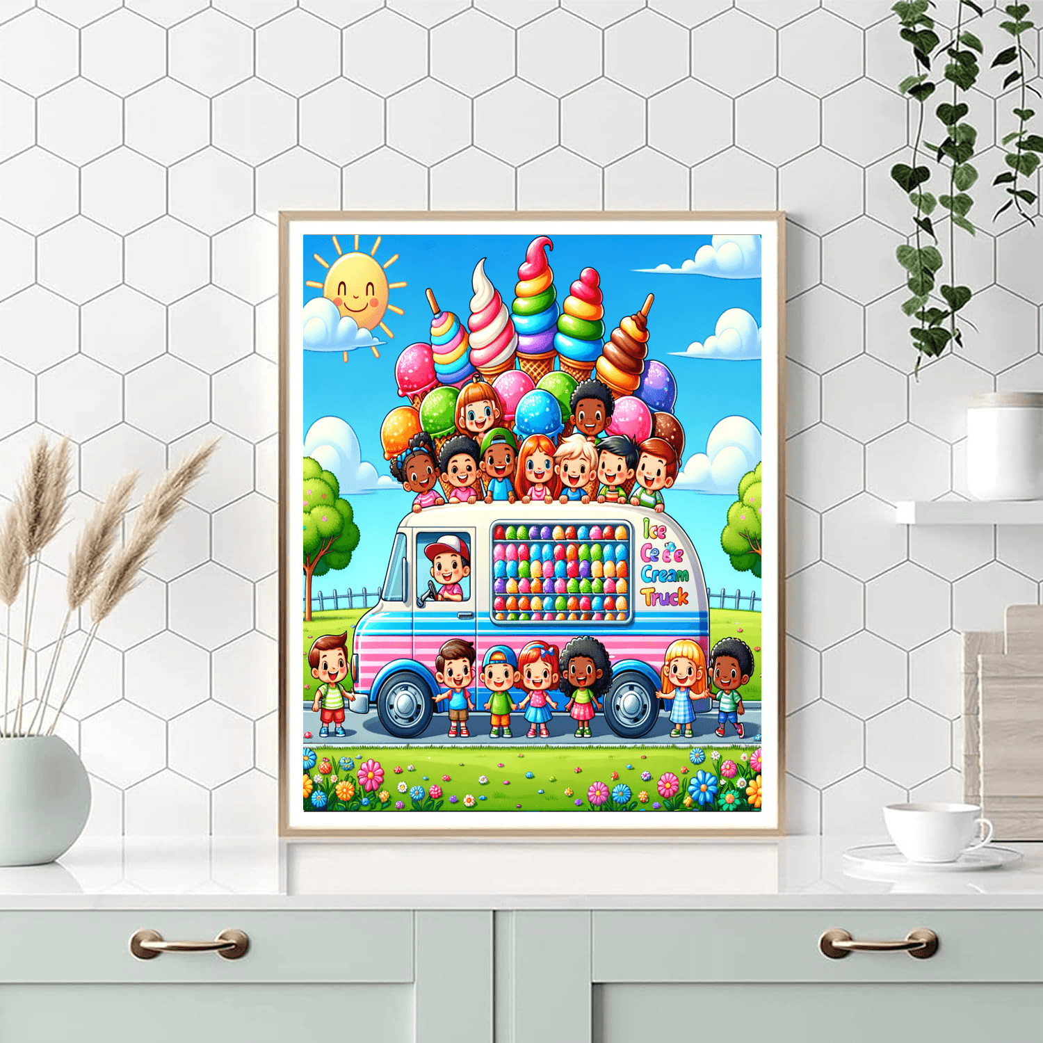 Cheery Ice Cream Truck Paint By Number