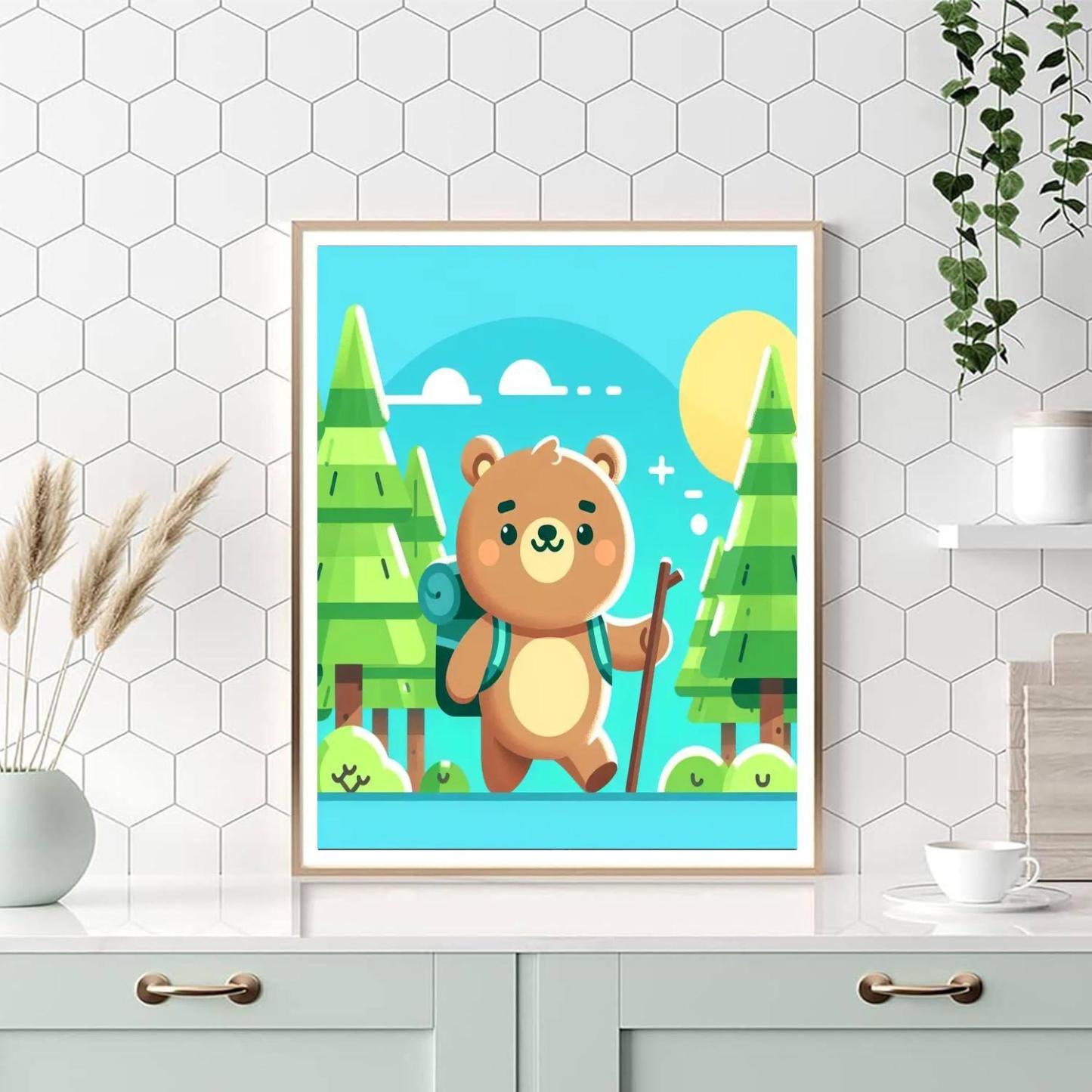 Friendly Explorer Bear Paint By Number