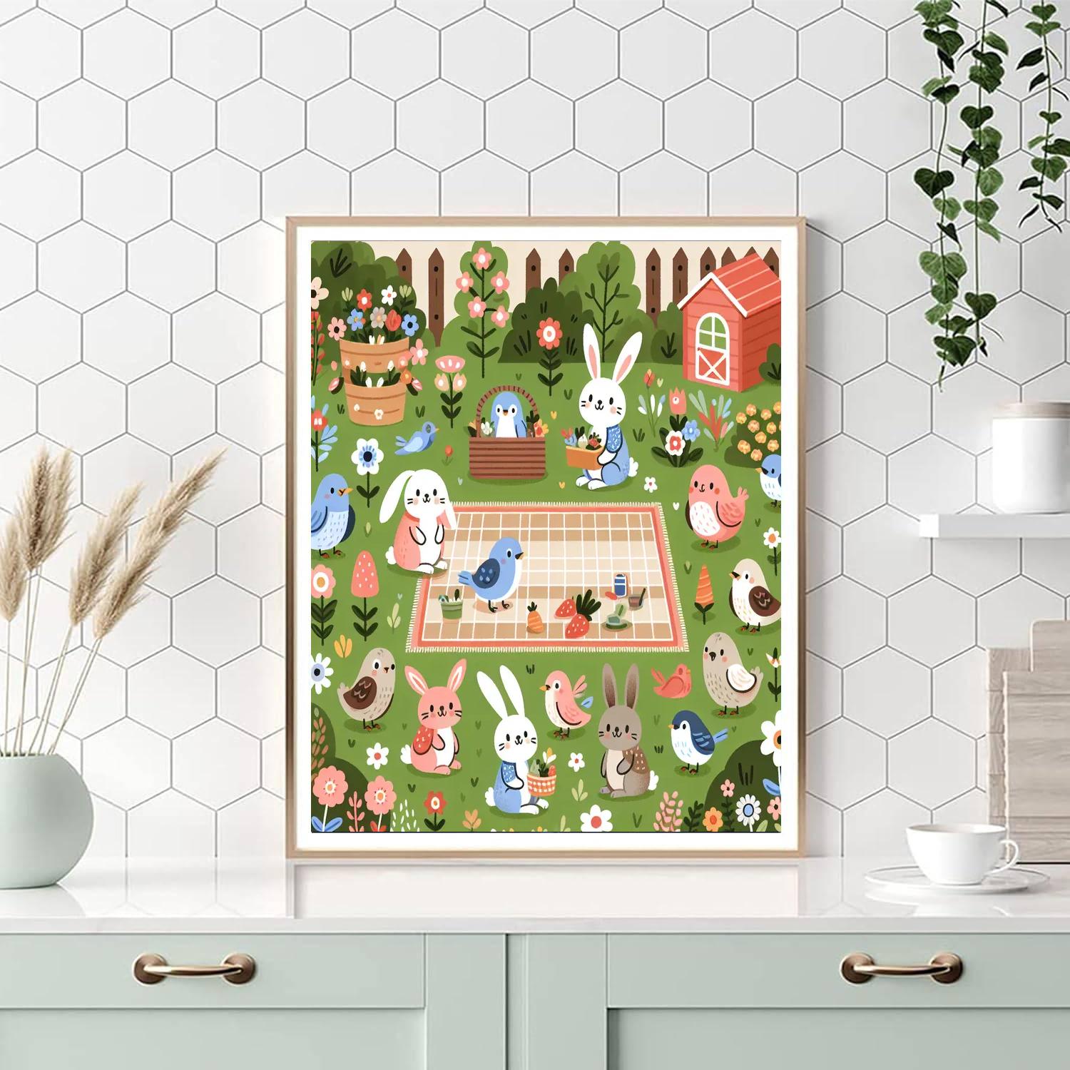 Garden Critter Gathering DIY Paint By Numbers