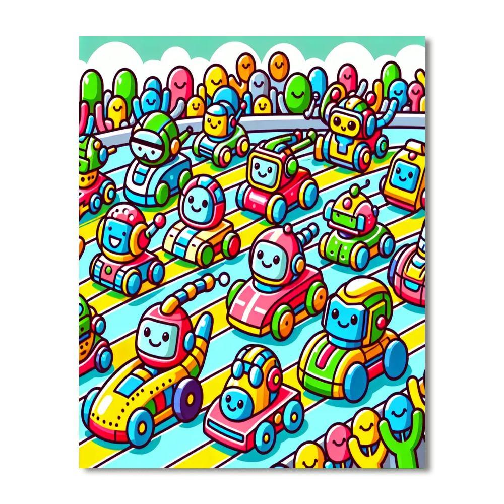 Silly Robot Race Number Painting