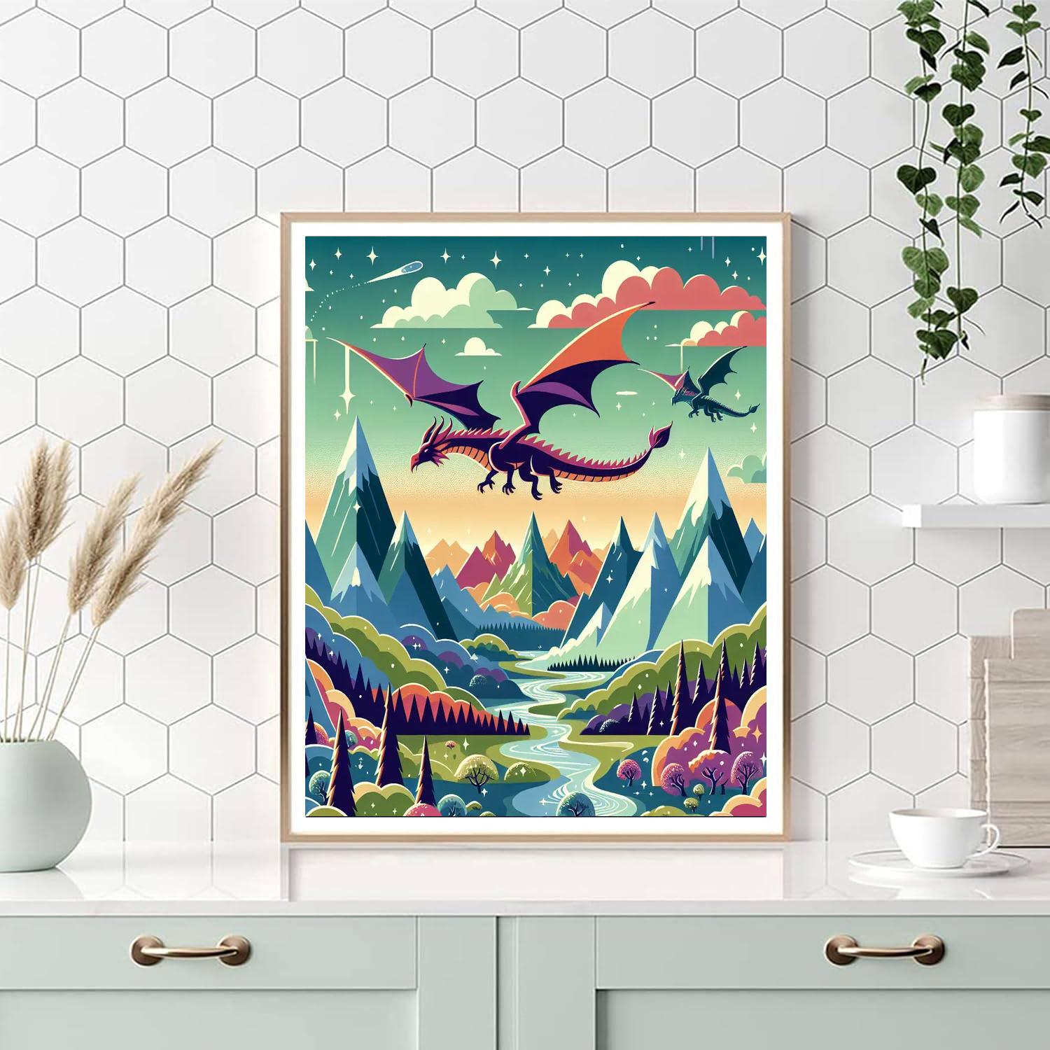 Majestic Dragon Haven Paint By Numbers Art