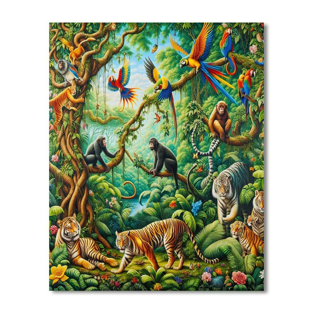 Dynamic Adventure In The Jungle Painting By Numbers Kit