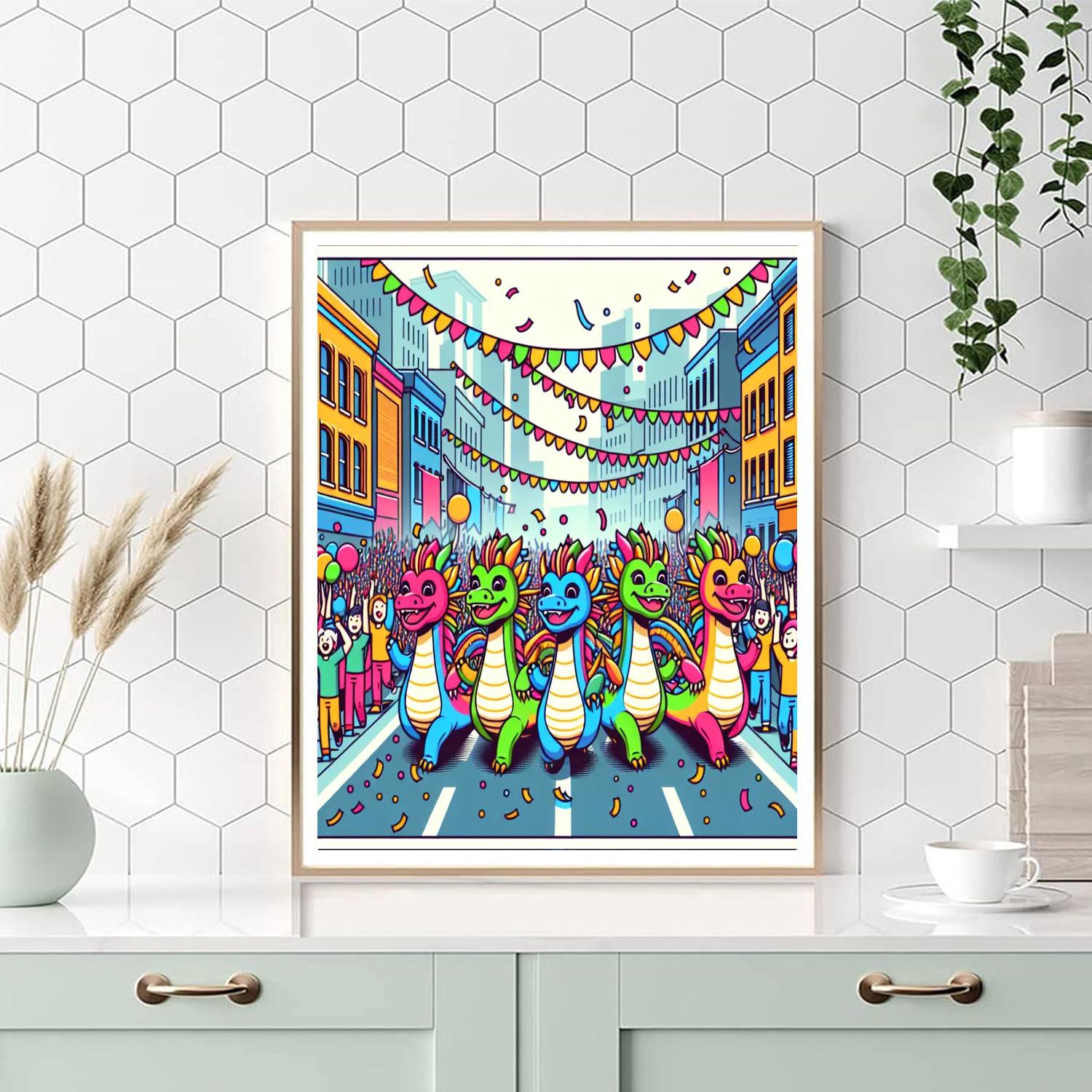 Lively Dragon Parade Painting Number Kit