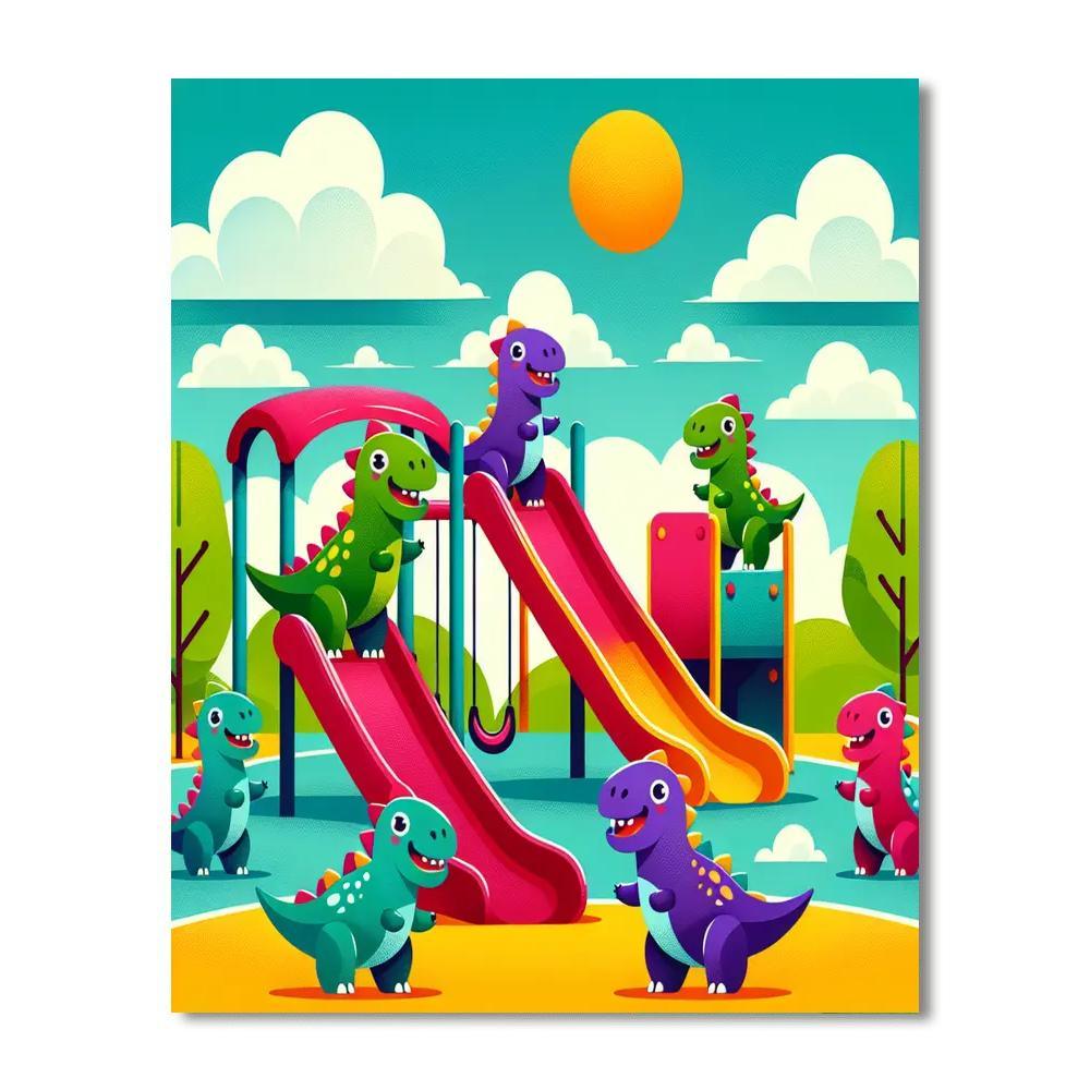 Joyful Dinosaur Playground Paint By Color