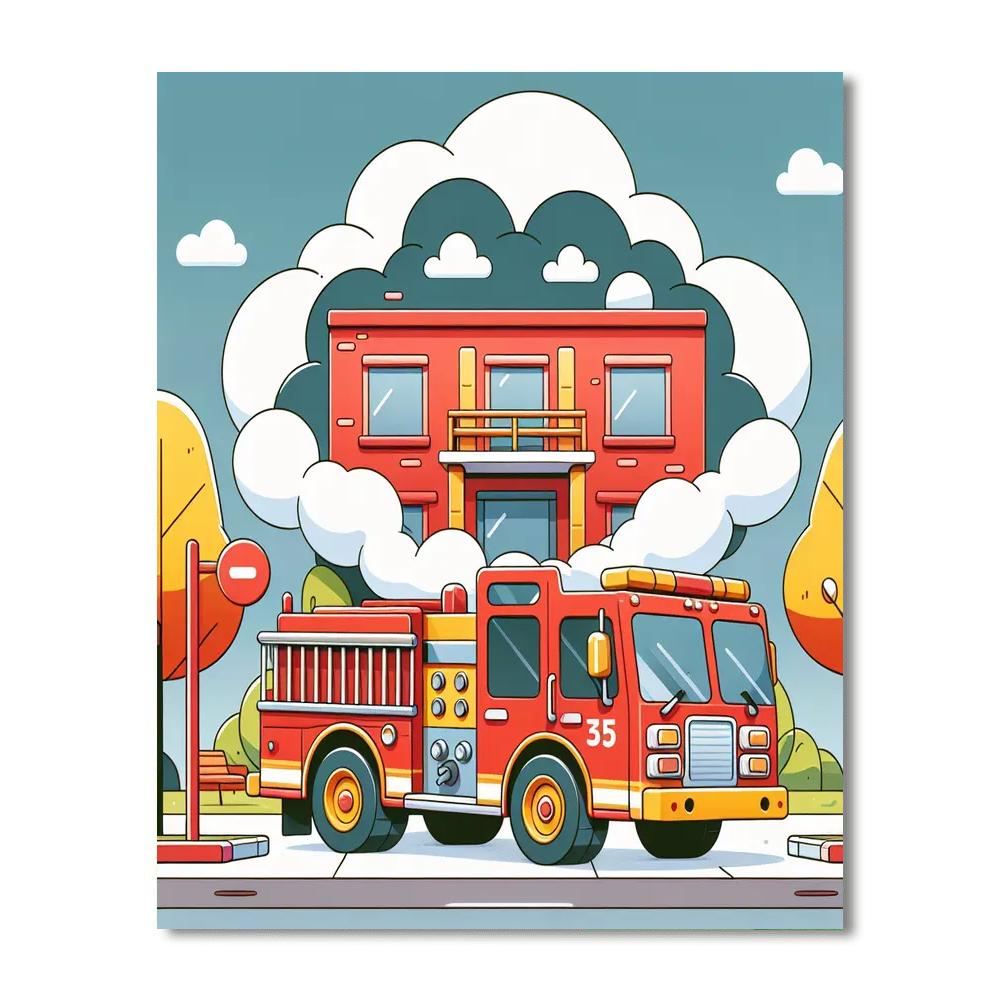 Fancy Firetruck Number Painting