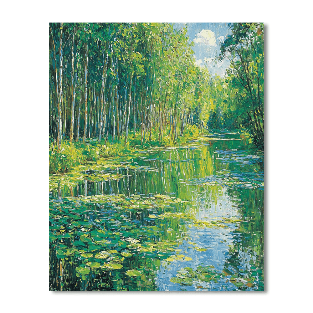 Claude Monet Inspired Lush Woodland Tranquility  Painting By Numbers Kit