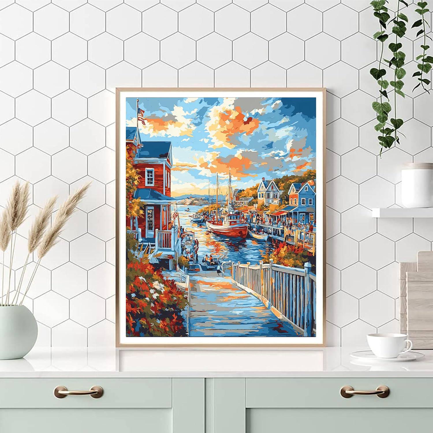 Homer Inspired Seaside Fisherman's Wharf  Paint By Numbers