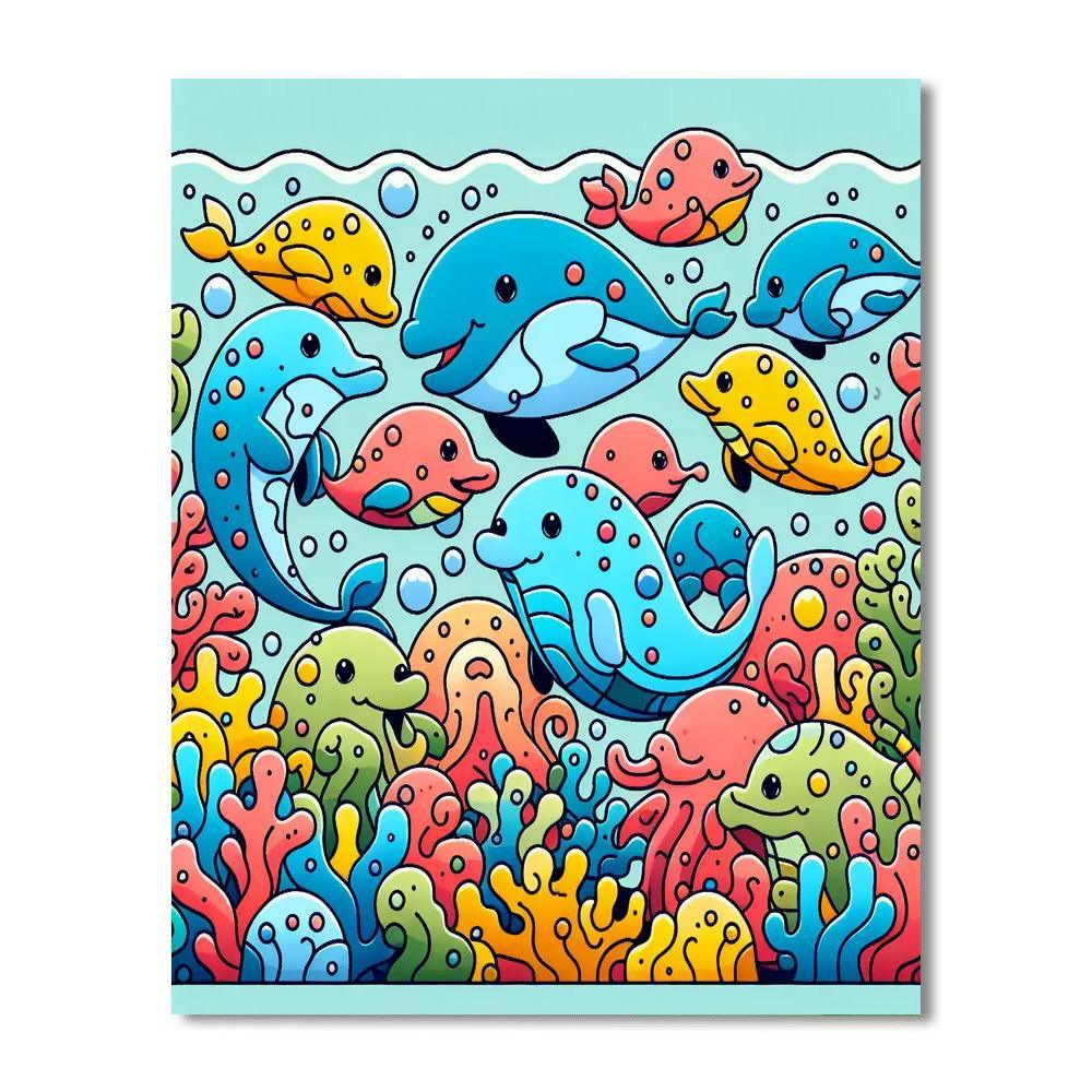 Whimsical Ocean Friends DIY Paint By Numbers