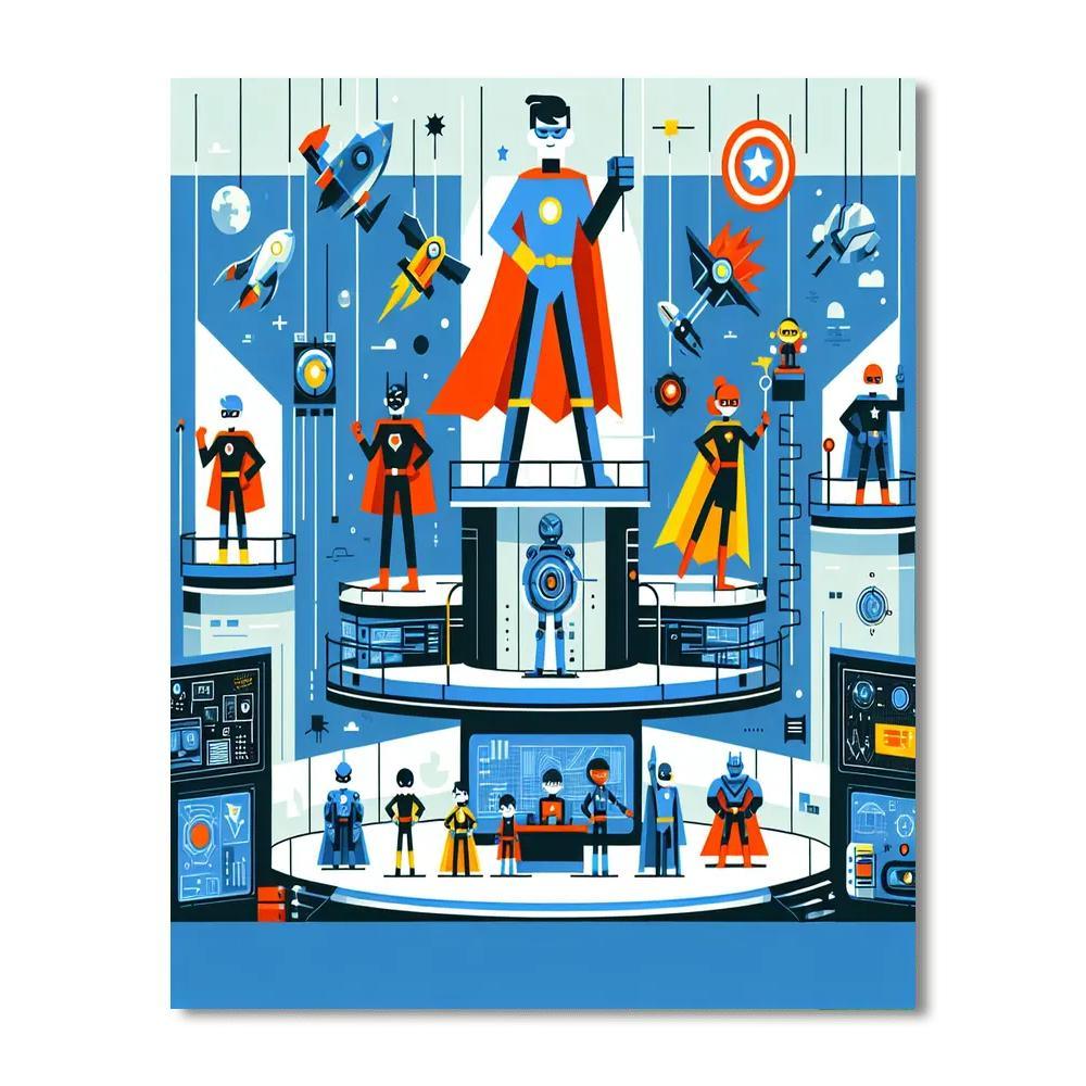 Superheroes' Headquarters Numbered Painting Kits