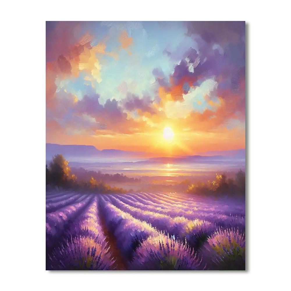 Radiant Sunrise Over Lavender Fields Paint By Numbers Kits