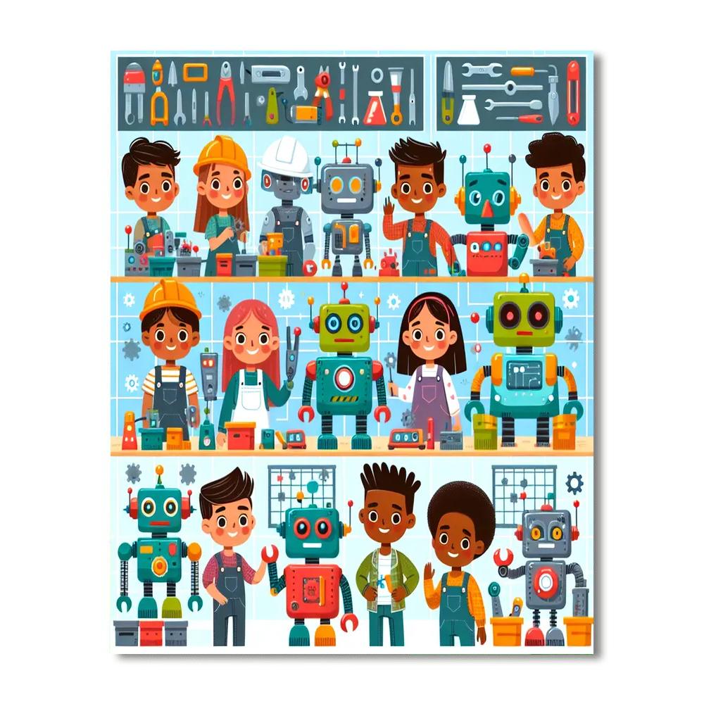 Adventurous Robot Factory Paint By Numbers