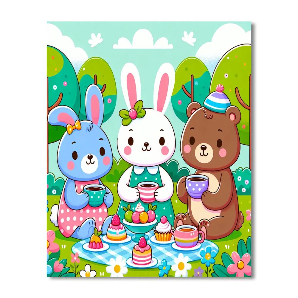 Joyful Animal Tea Party Numbered Painting Kits