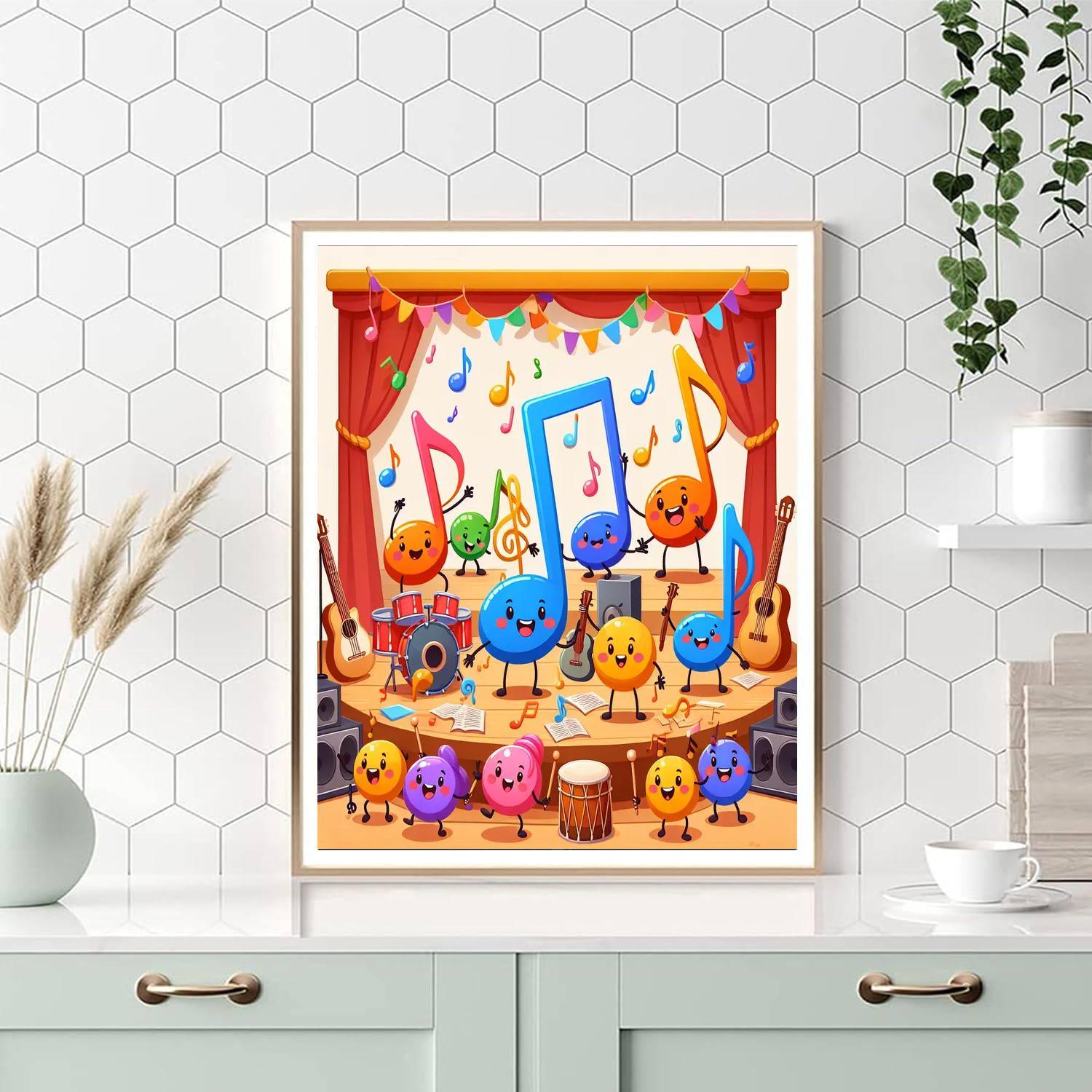 Happy Musical Notes Paint By Number