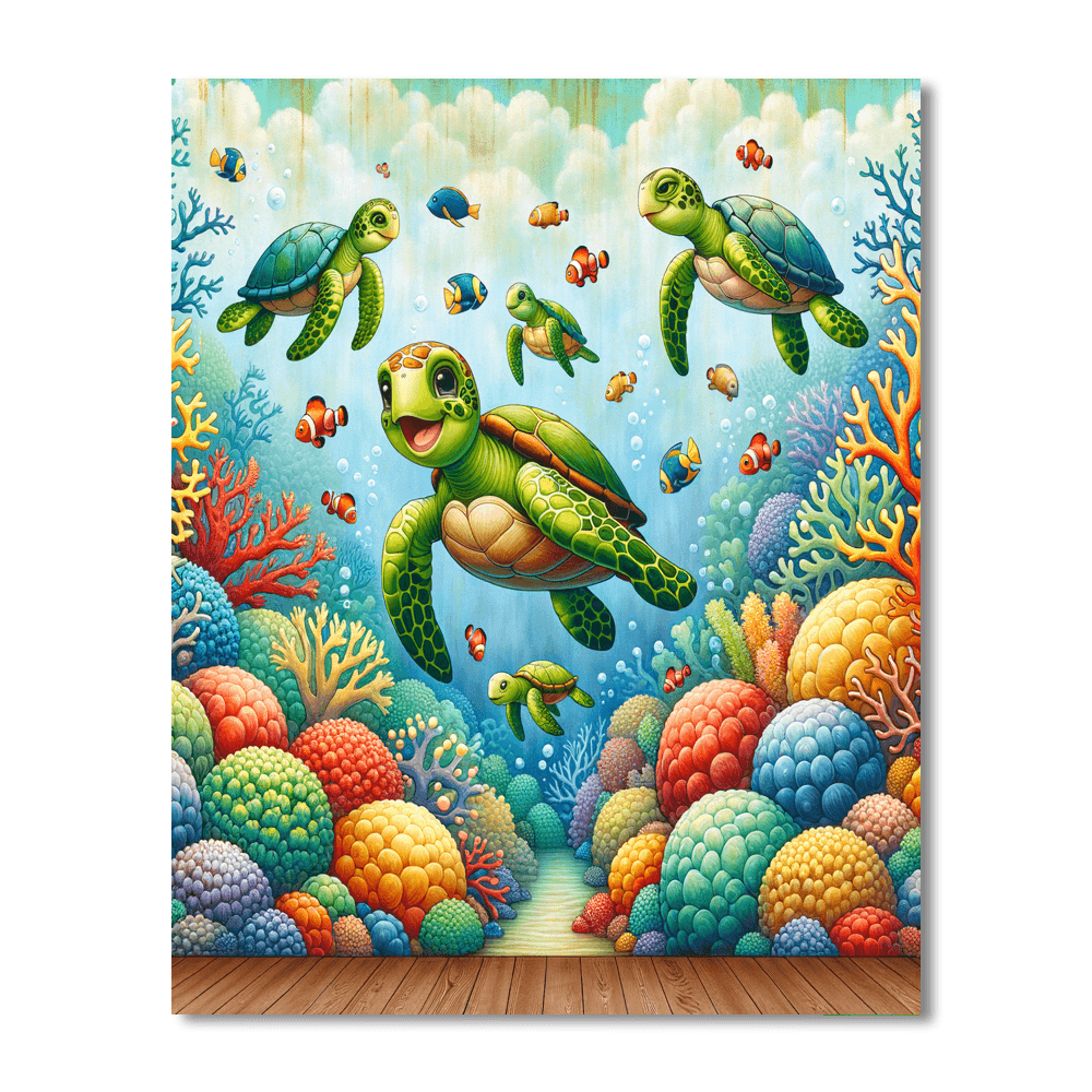 Fanciful Sea Turtles DIY Paint By Numbers
