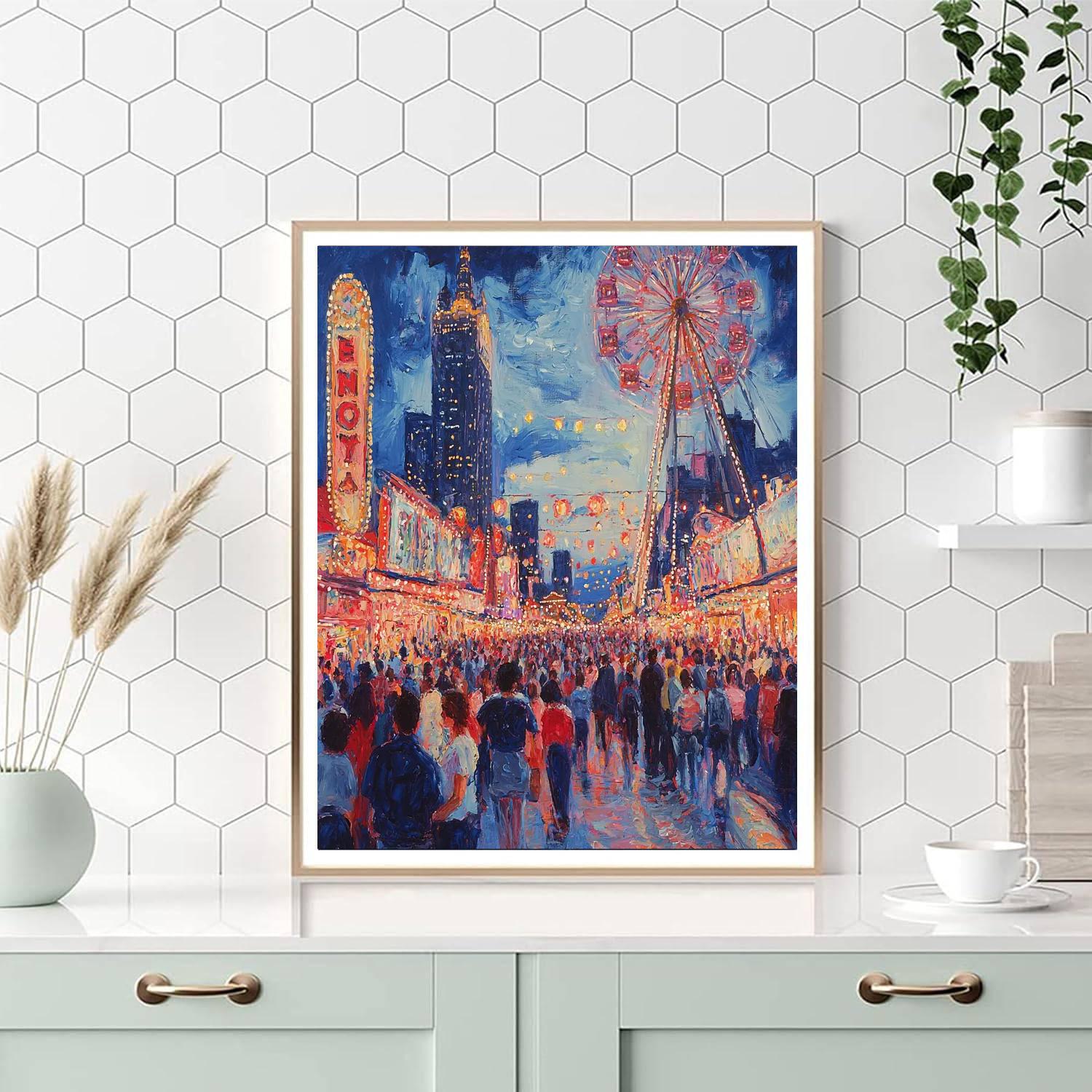 Edvard Munch Inspired Energetic Cityscape Carnival  Paint By Number