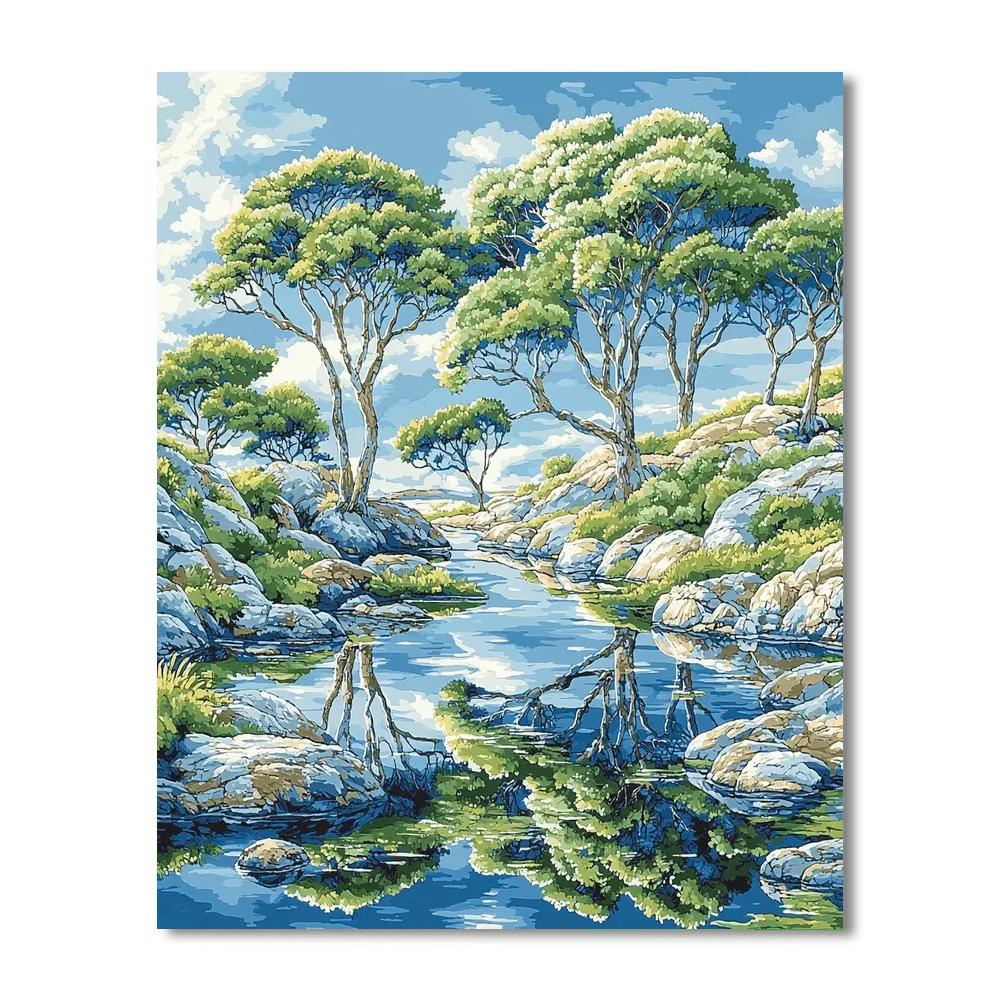 Michelangelo Inspired Celestial Reflection Of Nature  Paint By Color