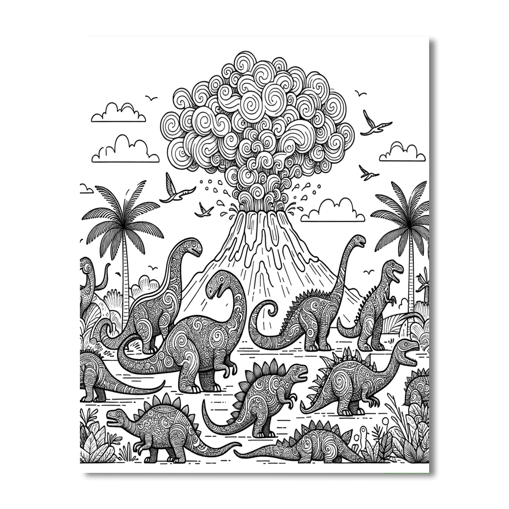 Doodle Dinosaurs Paint By Color