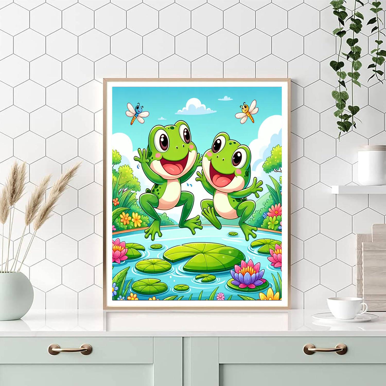 Funky Frogs On Lilypads Painting Number Kit
