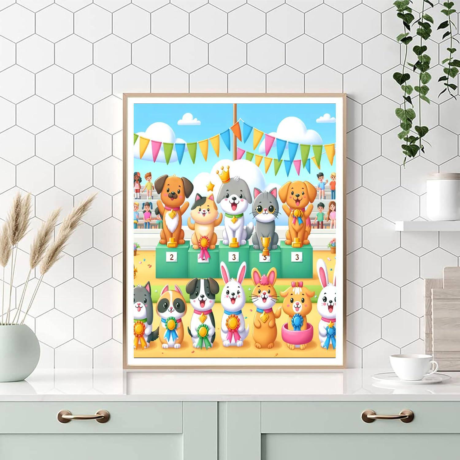 Colorful Pet Show Paint By Numbers Art