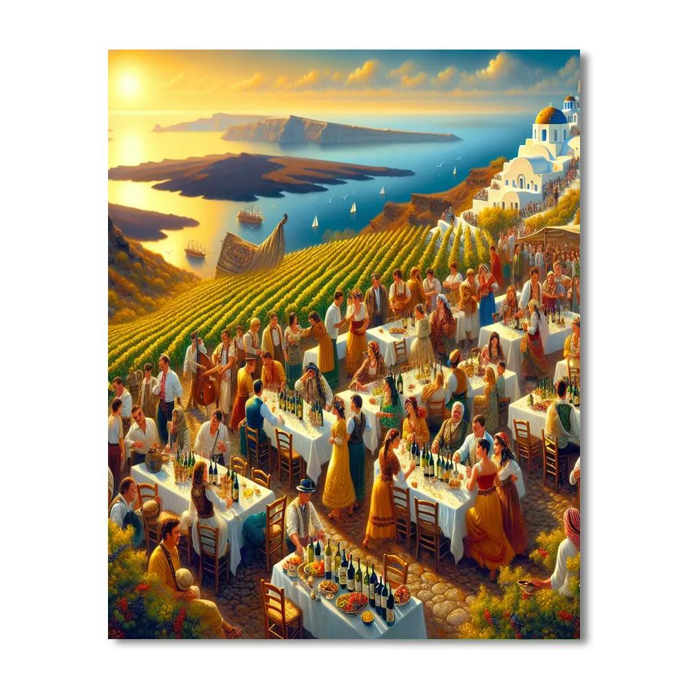 Santorini Wine Festival - Greece Paint By Numbers Art