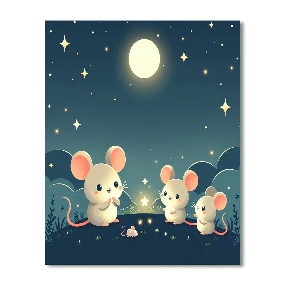 Mystical Moonlit Mice Paint By Numbers Art