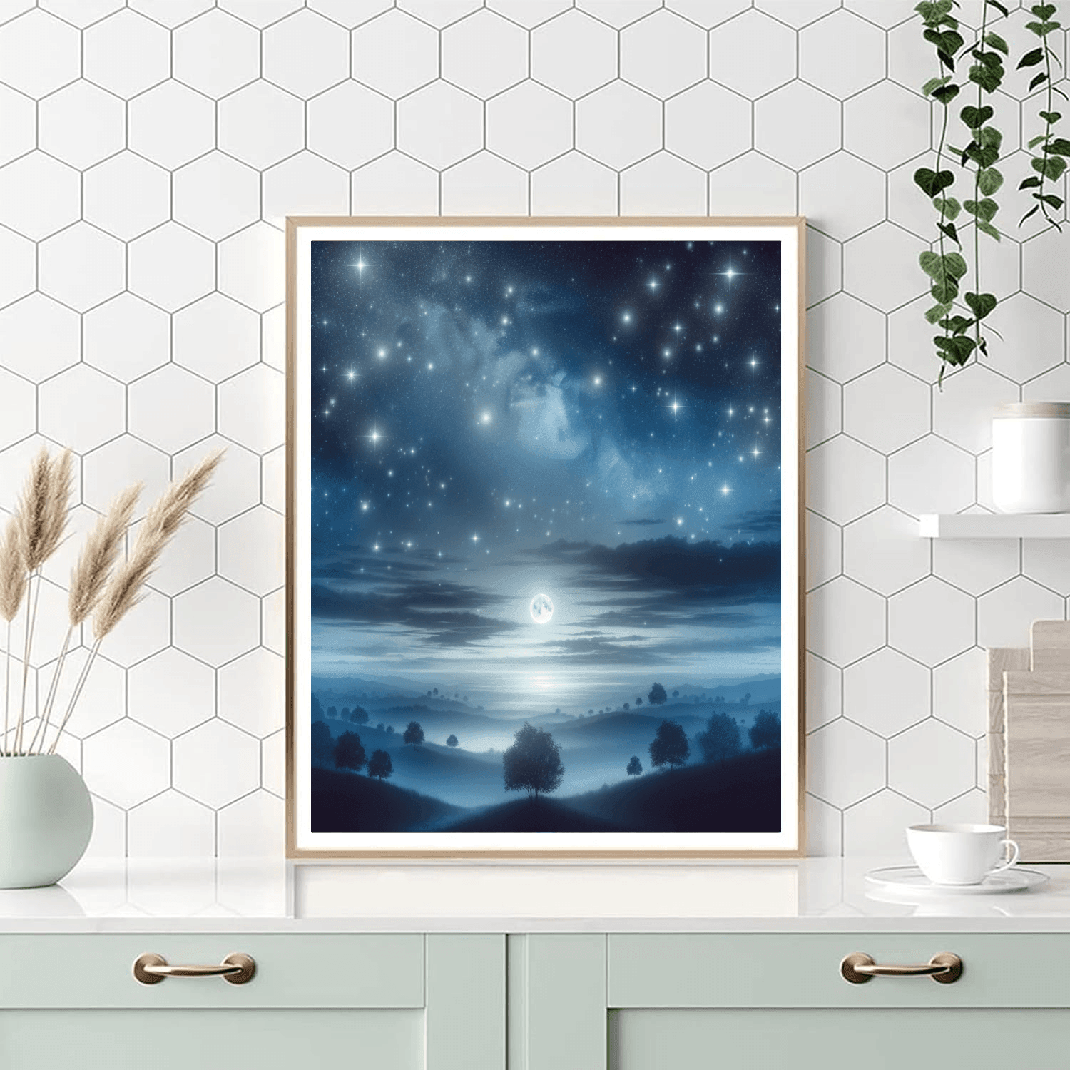 Moonlit Starry Sky Number Painting